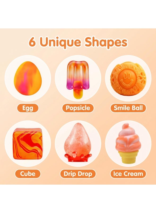 RedMapleTEK Orange 6-Pack Soft Stress Relief Toys for Kids and Adults Slow Rebound Sensory Fidget Toys Set, Cute Squeeze Toys - Image 2