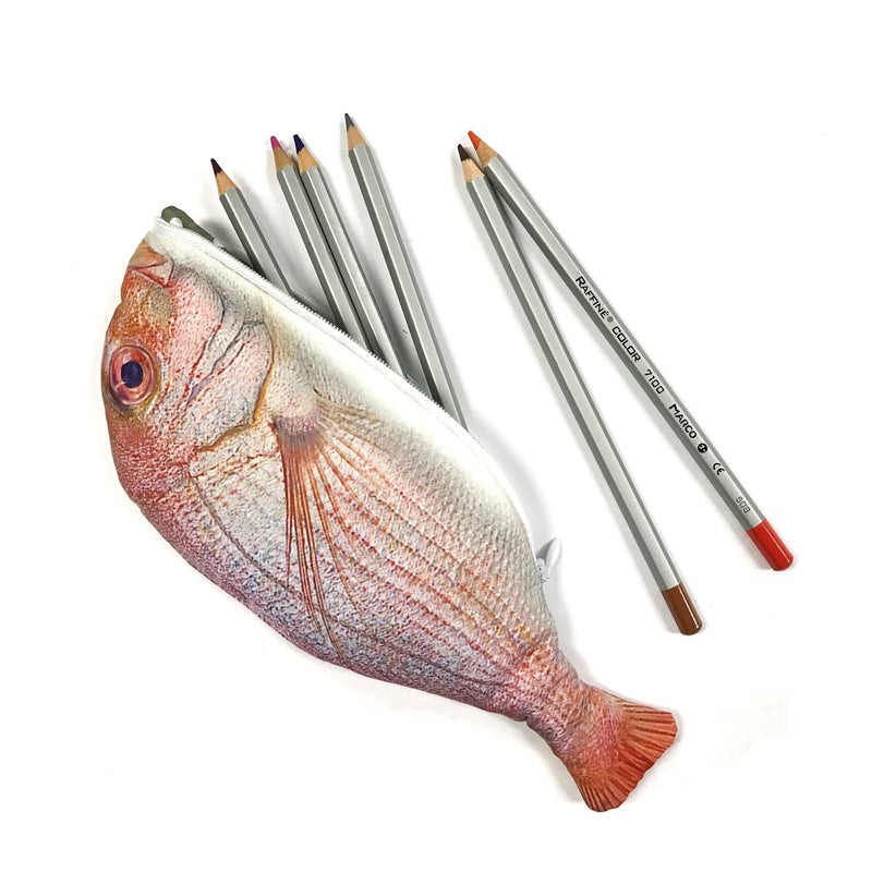 Wrapables® Novelty Fish Style Pencil Case, Red - Image 4