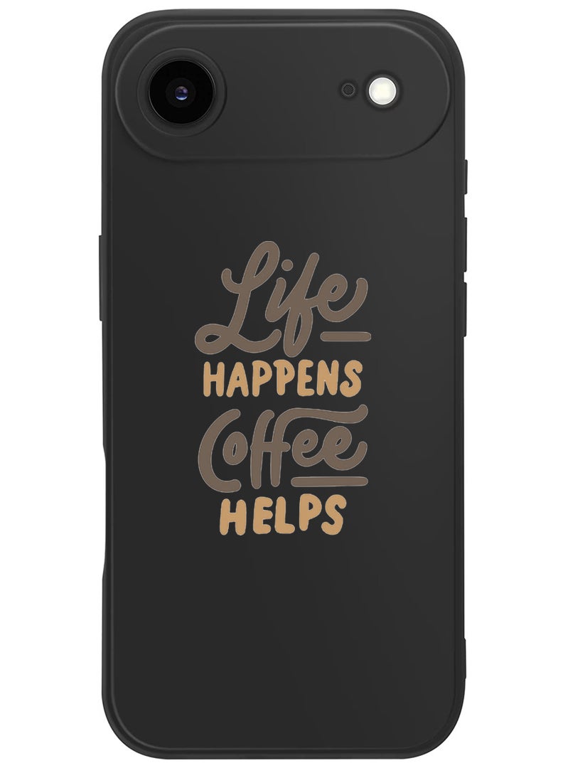 Theodor Protective Slim Fit Case Liquid Silicone Cover with Full Body Protection Anti-Scratch Shockproof Case For Apple iPhone 17 Air (Black) life-happens-coffee-helps(1) - Image 1