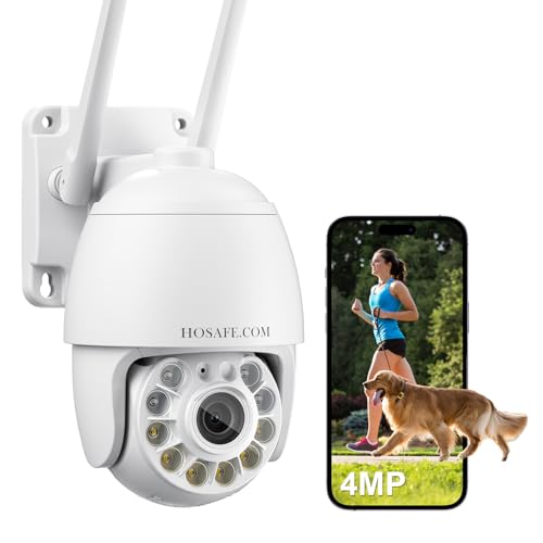 HOSAFE.COM Plug-in Cameras for Home Security 4MP HD, Hosafe WiFi Security Cameras Wireless Outdoor, Outdoor Camera Wireless, Motion Detection, Pan Tilt Auto Tracking, Two Way Audio, Color Night Vision, IP66 - Image 1