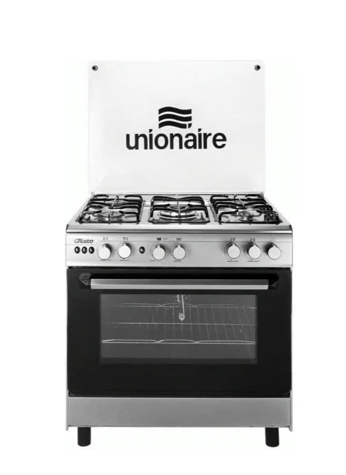 UNIONAIRE Unionaire 5-burner gas stove, oven and grill, 60/80 stainless steel, complete with fan, Gusto  - Image 1