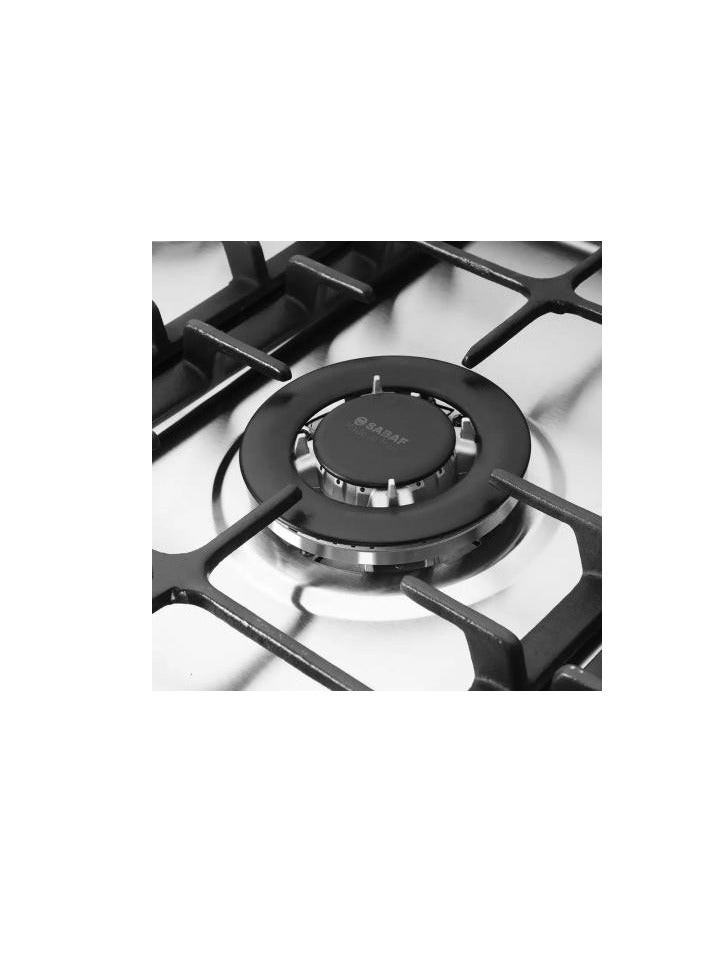 Unionaire 5-burner gas stove, oven and grill, 60/80, black, stainless steel surface with fan,