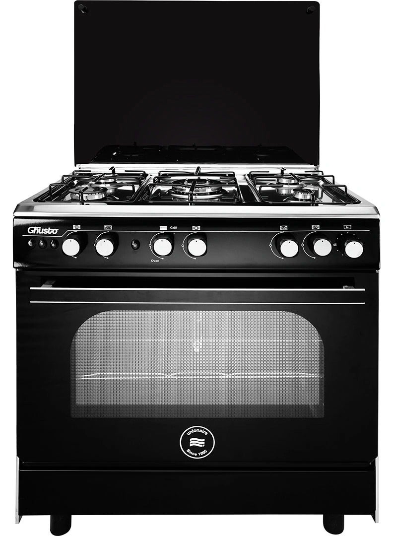 UNIONAIRE Gas cooker, 5 burners, safety oven and grill, 60/80 cm, Gusto stainless steel, complete with fan, 2 knobs for oven and grill - Image 1