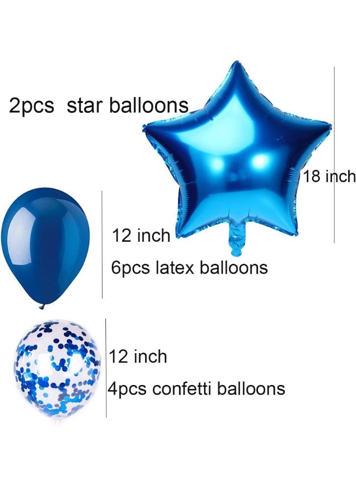 Happy Birthday Balloons for Men or Boys – 13 Letter Balloons, 2 Giant Star Foil Balloons, 4 Confetti Balloons, 6 Latex Balloons – Blue Party Decorations Set – 25 Pieces - Image 3