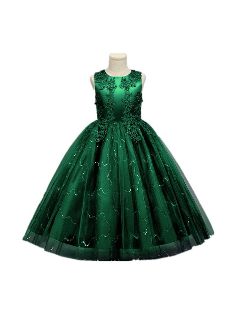 Girls Dress Sleeveless Mesh Performance Host Princess Dress Costumes - Image 1