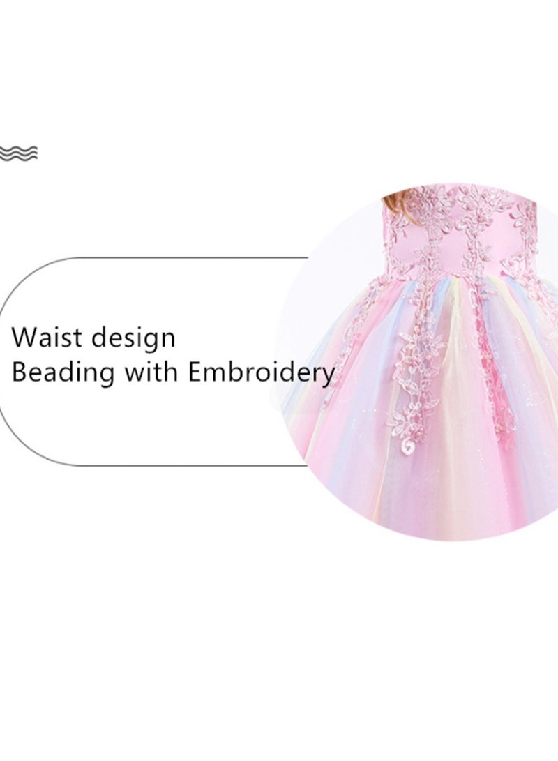 Girls Dress Sleeveless Mesh Performance Host Princess Dress Costumes - Image 4