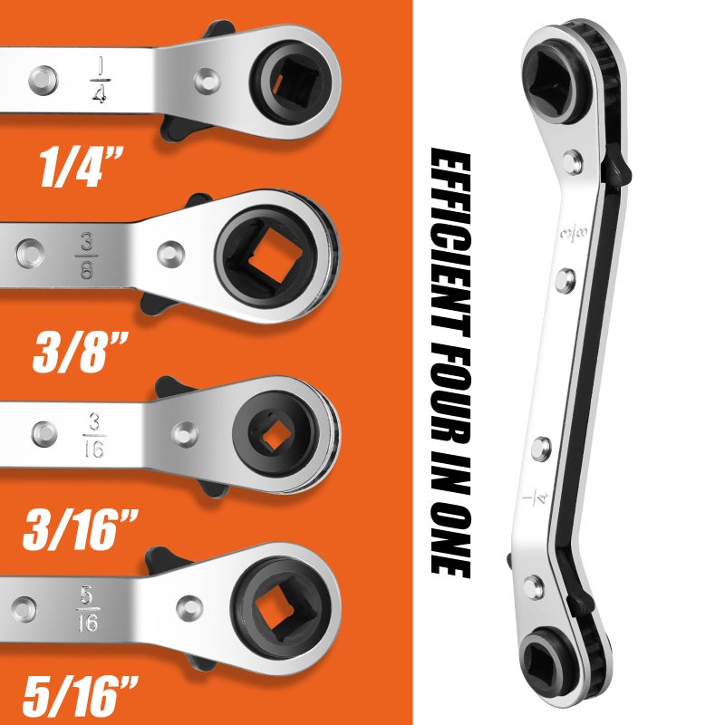 VORIGY 2pcs HVAC Service Wrench Set, 3/16" to 3/8" & 5/16" x 1/4", HVAC Tools with 2 Hex Bit Adapters for Air Conditioning and Refrigeration Equipment Repair - Image 3