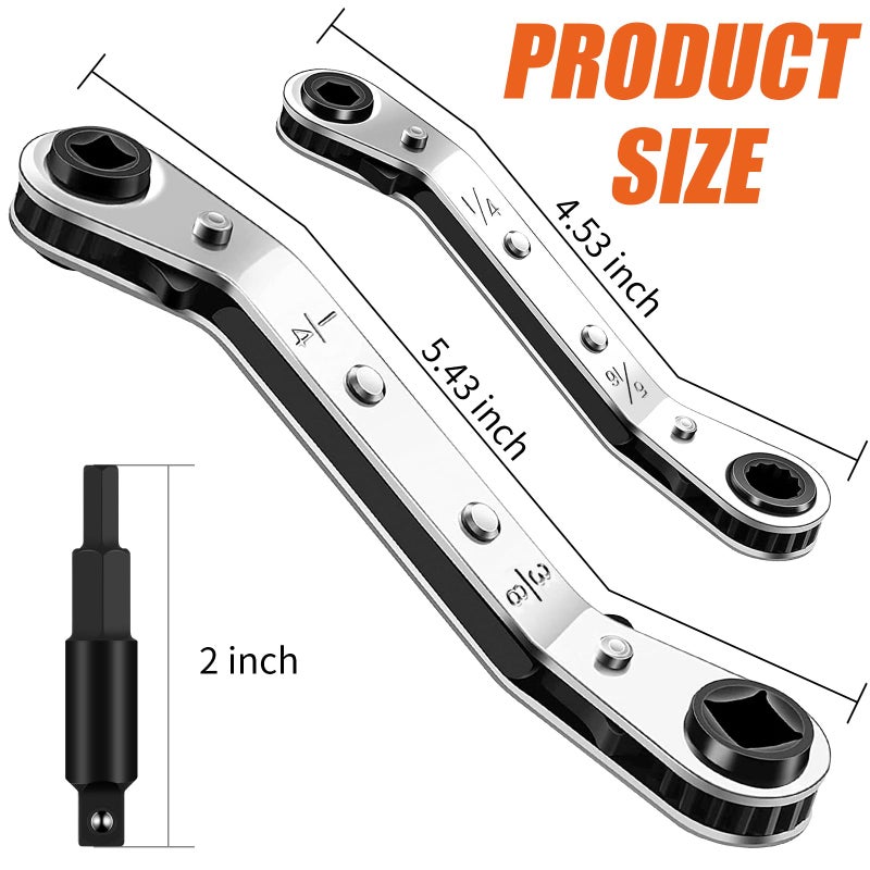 VORIGY 2pcs HVAC Service Wrench Set, 3/16" to 3/8" & 5/16" x 1/4", HVAC Tools with 2 Hex Bit Adapters for Air Conditioning and Refrigeration Equipment Repair - Image 5