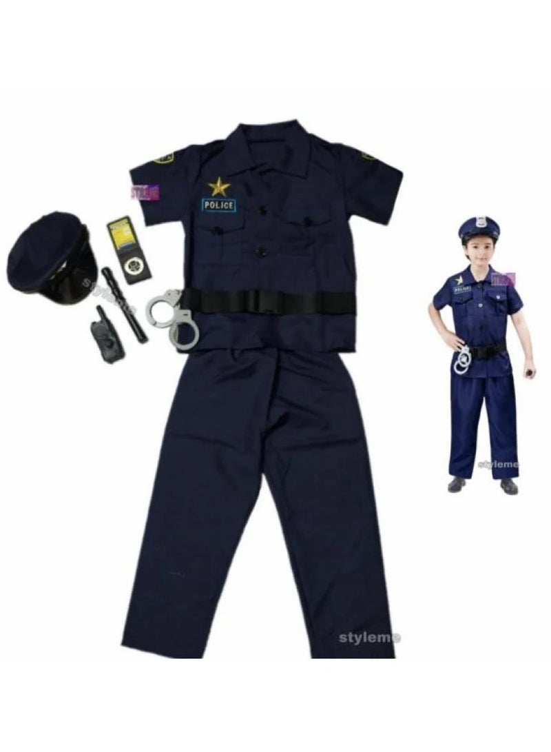 Kids' Police Dress-Up Costume – Shirt, Pants, Hat, Belt & Police Accessories