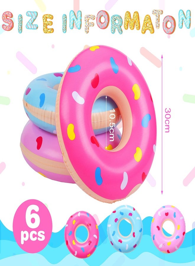 Civaner زينة حفلات دونات ميني قابلة للنفخ من سيفانر - طوافات بركة سباحة على شكل دونات ملونة للبالغين - زينة حفلة عيد ميلاد - شاطئ بركة (6 عبوات) - Image 3