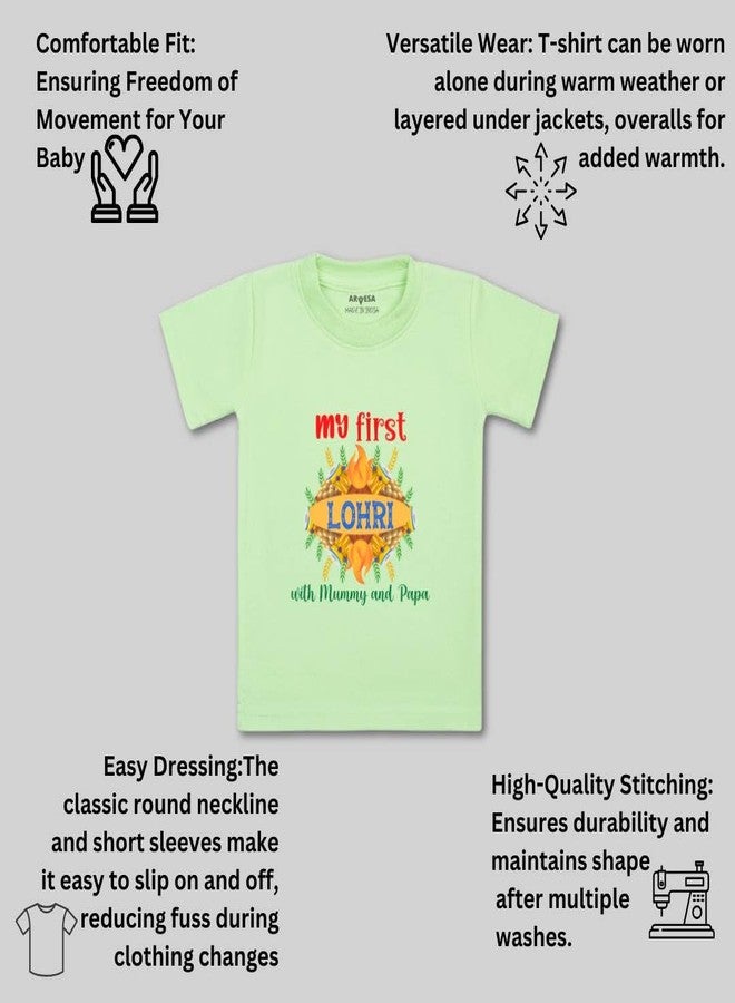 ARVESA My First Lohri TS-576 Lohri Baby Tshirt for Kids Boys & Girls Half Sleeves Round Neck Clothes Tshirt for Kids Boys 1 Months to 6 Years Dress - Image 3