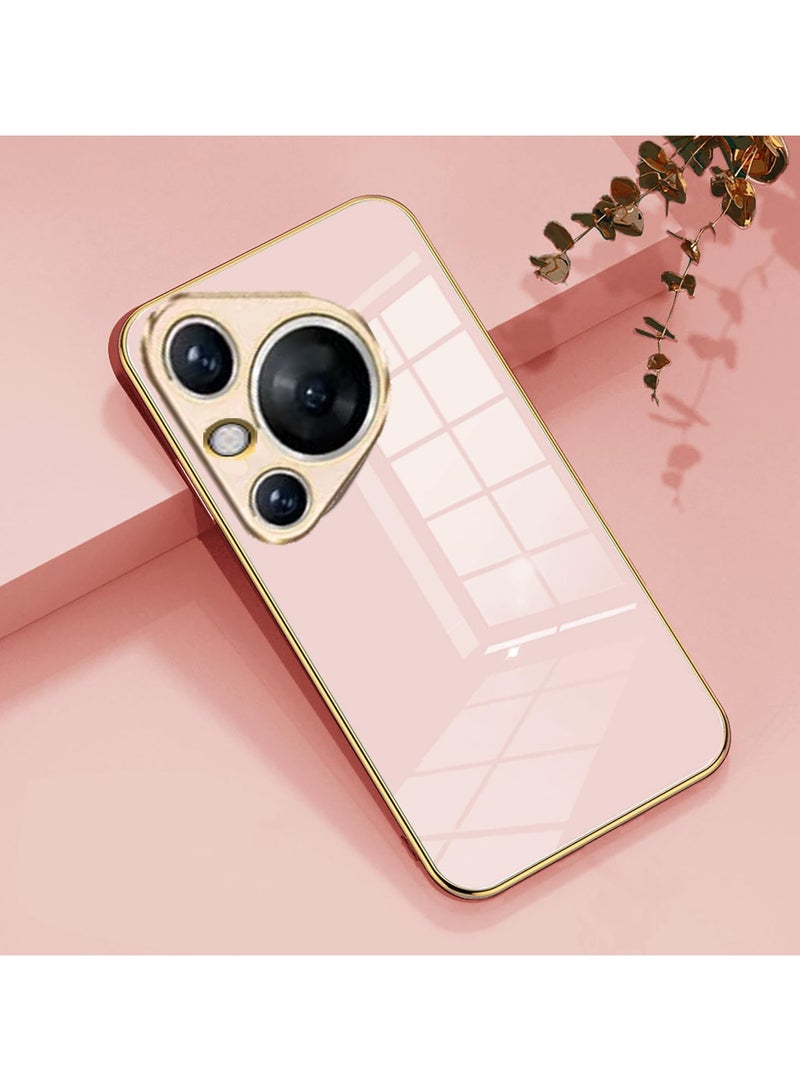 Compatible with Huawei Pura 80 cover, smooth veneer gold plated chrome, pink Thin and smooth shock-proof full protection Huawei Pura 80 case -pink - Image 3