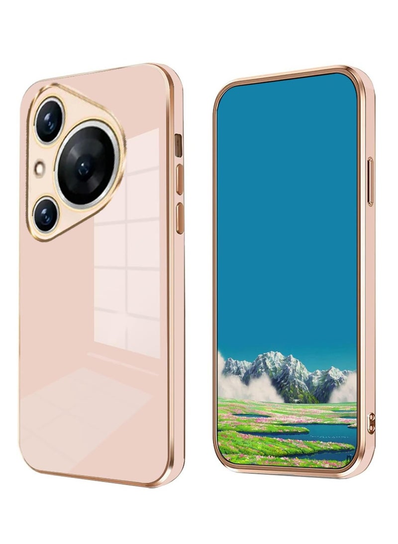Compatible with Huawei Pura 80 cover, smooth veneer gold plated chrome, pink Thin and smooth shock-proof full protection Huawei Pura 80 case -pink - Image 2
