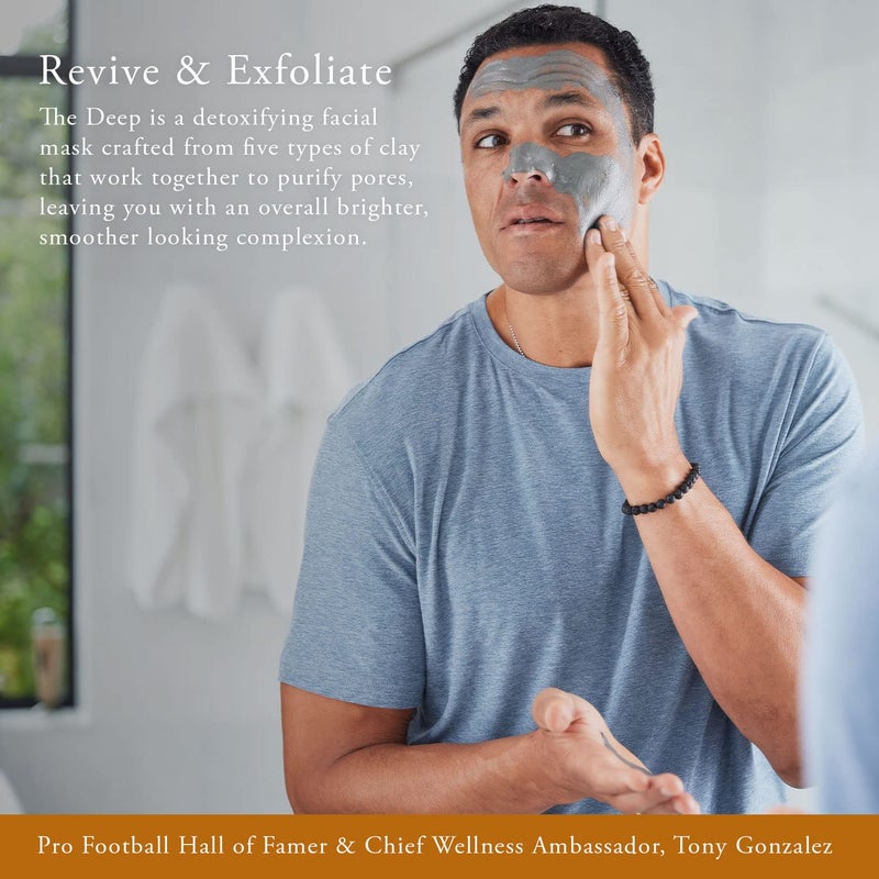 Caldera + Lab The Deep | Men's Organic Hydrating Clay Face Mask for Dry, Sensitive, & Normal Skin â€“ Vegan, Natural & Antioxidant Packed Exfoliating Skincare Facial Treatment - Image 3