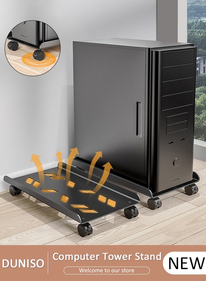 DUNISO Computer Stands CPU Bracket Desktop Host Base Bracket Universal Wheel Plastic Bracket Pallet PC Bracket Suitable For Most PCs Platforms - Image 1