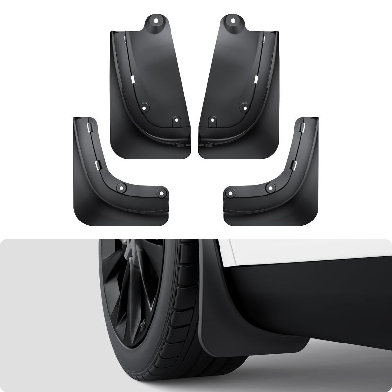 BASENOR 2026 2025 Tesla Model Y Juniper Mud Flaps Splash Guards [No Drilling No Tape] All-Weather Mud Guard, Tire Protector Mudflaps for Model Y Juniper 2025 2026 - Image 1