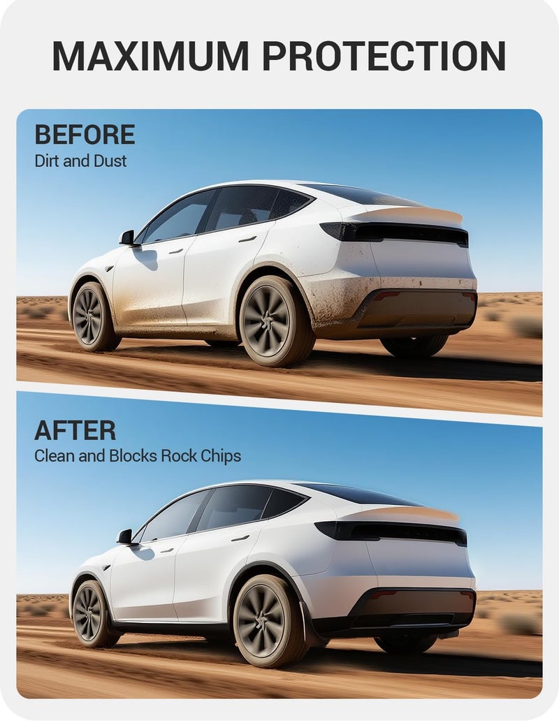 BASENOR 2026 2025 Tesla Model Y Juniper Mud Flaps Splash Guards [No Drilling No Tape] All-Weather Mud Guard, Tire Protector Mudflaps for Model Y Juniper 2025 2026 - Image 3
