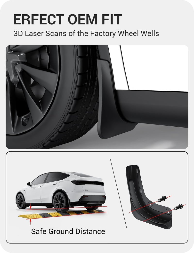 BASENOR 2026 2025 Tesla Model Y Juniper Mud Flaps Splash Guards [No Drilling No Tape] All-Weather Mud Guard, Tire Protector Mudflaps for Model Y Juniper 2025 2026 - Image 4