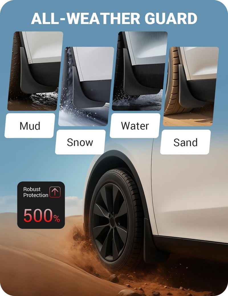 BASENOR 2026 2025 Tesla Model Y Juniper Mud Flaps Splash Guards [No Drilling No Tape] All-Weather Mud Guard, Tire Protector Mudflaps for Model Y Juniper 2025 2026 - Image 5