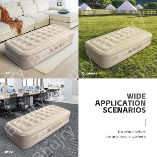 DS ENTERPRISE Single Air Bed, Inflatable Mattres With Free Electric Pump, Quick Self-Inflation/Deflation Guest Air Mattress, Blow Up Bed for Home Camping Versatile Sofa Cum Air Folding Sofa Bed–Long-Lasting (A+A) - Image 4