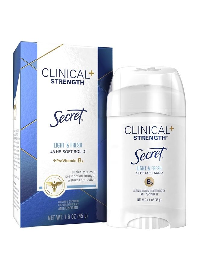Secret Clinical Strength Anti-Perspirant Deodorant Soft Solid, Light & Fresh Scent 1.60 oz (Pack of 3) - Image 1