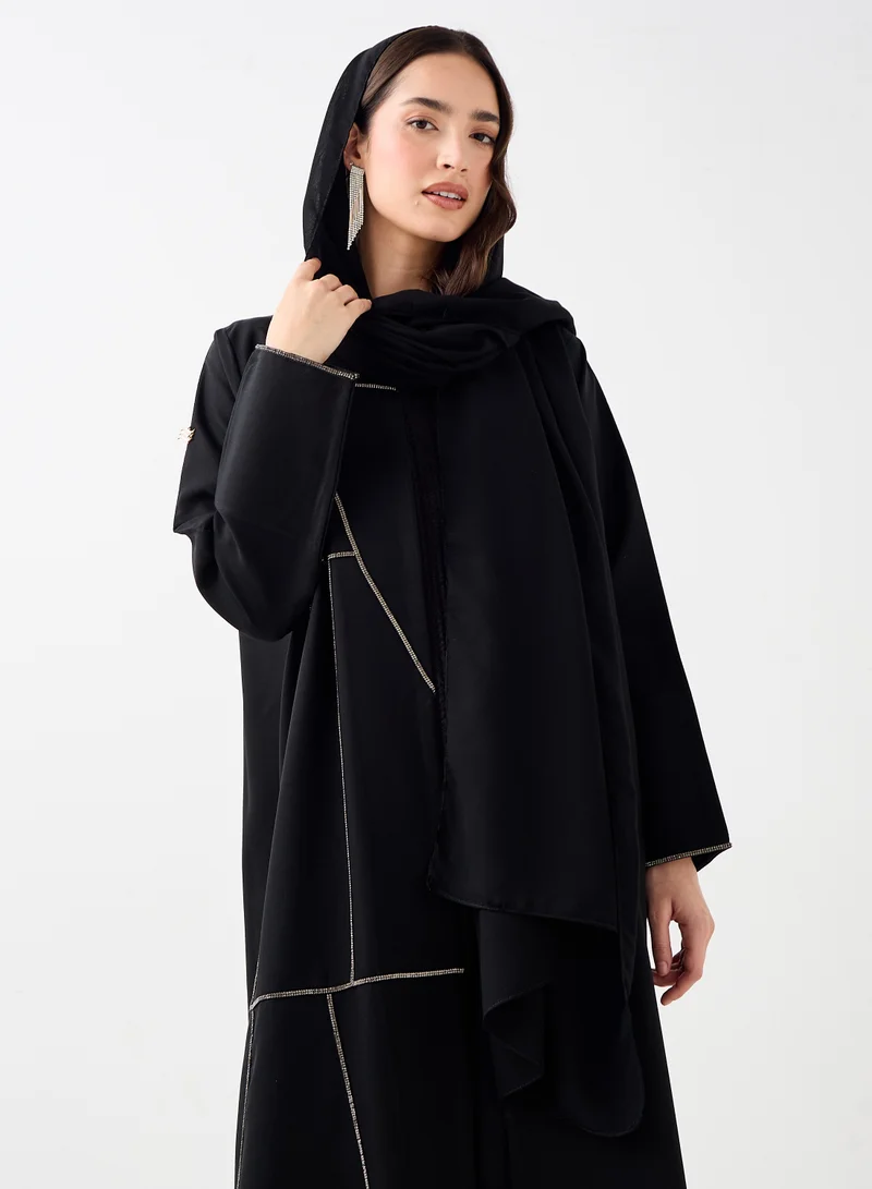 Hadiyath Al Madinah Geometric Embellished Abaya - HM