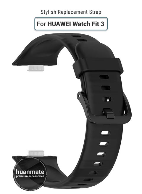 Huawei Watch Fit 3 Soft Silicone Replacement Strap - High Quality, Lightweight, Stylish & Durable - Easy Installation - Replacement Strap for Huawei Watch Fit 3