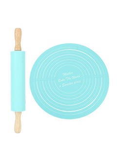 Rolling Pin Pastry Baking Mat Large Silicone Rolling Pin Kneading Pad Baking Tool for Kitchen Blue