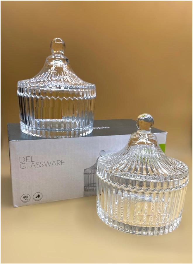 HOMESTAR 2pcs glass Dates bowl With Lid  - Image 4