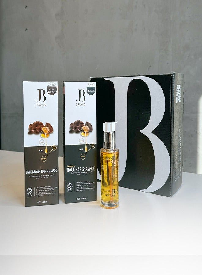 جي بي اورجانيك مجموعة ودع الشيب اللون الاسود والبني الغامق - Image 2