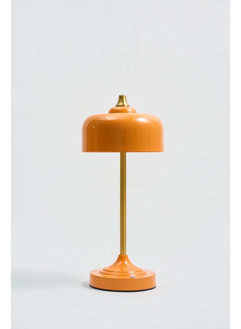 Mid-Century Modern Orange Table Lamp, Retro Industrial Bedside Light with Touch Dimmable Sensor & USB Charging Port, Eye-Caring Minimalist Desk Lamp for Bedroom, Living Room, Office & Cafe - Image 4