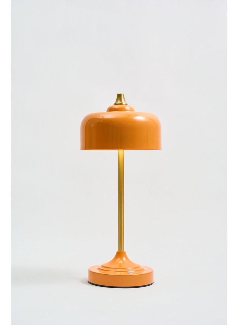 Mid-Century Modern Orange Table Lamp, Retro Industrial Bedside Light with Touch Dimmable Sensor & USB Charging Port, Eye-Caring Minimalist Desk Lamp for Bedroom, Living Room, Office & Cafe - Image 5