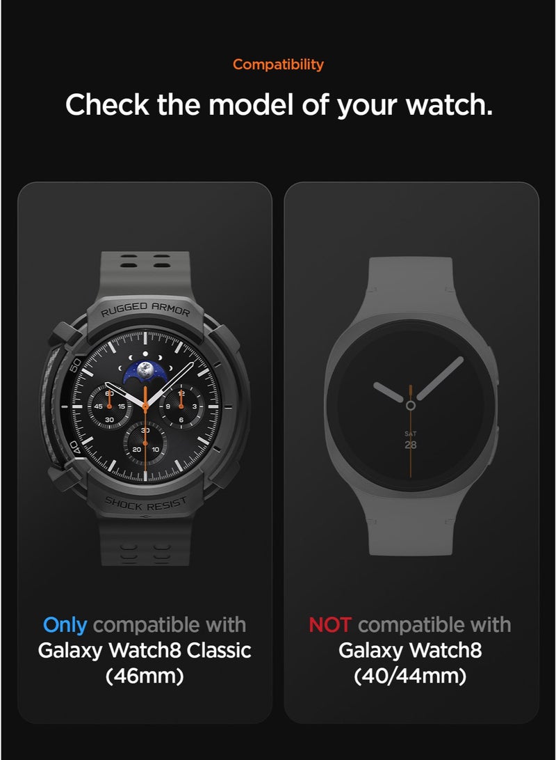 Spigen Rugged Armor for Samsung Galaxy Watch 8 Classic 46mm Case Cover Durable TPU (2025) - Matte Black - Image 2