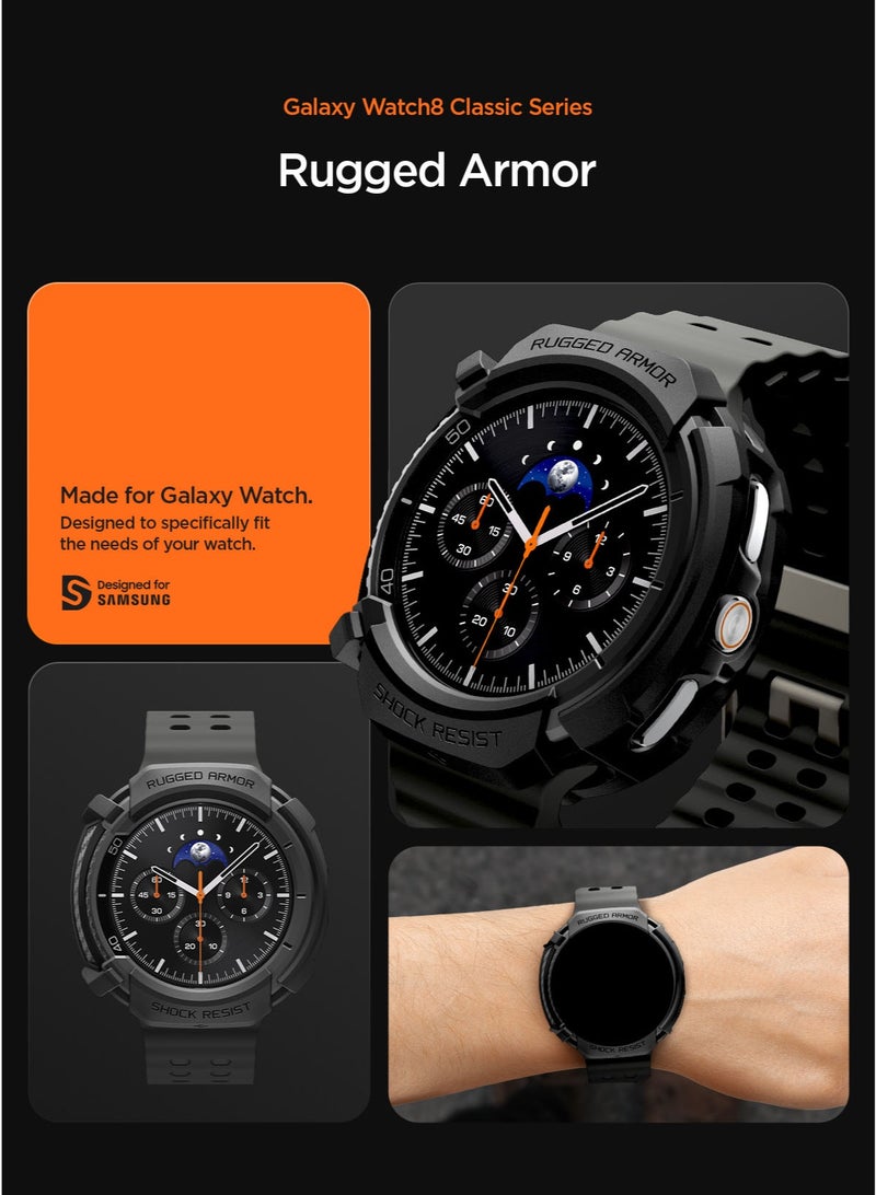 Spigen Rugged Armor for Samsung Galaxy Watch 8 Classic 46mm Case Cover Durable TPU (2025) - Matte Black - Image 3