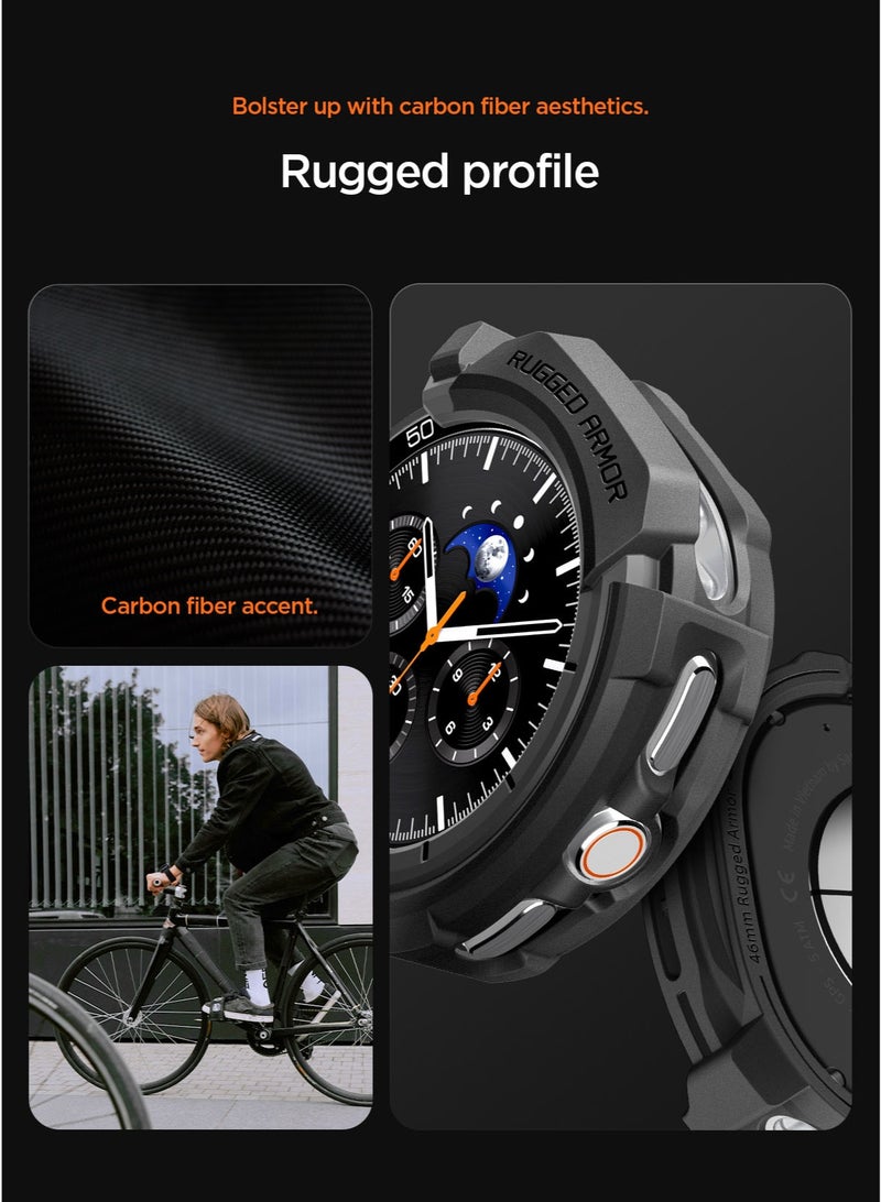 Spigen Rugged Armor for Samsung Galaxy Watch 8 Classic 46mm Case Cover Durable TPU (2025) - Matte Black - Image 5