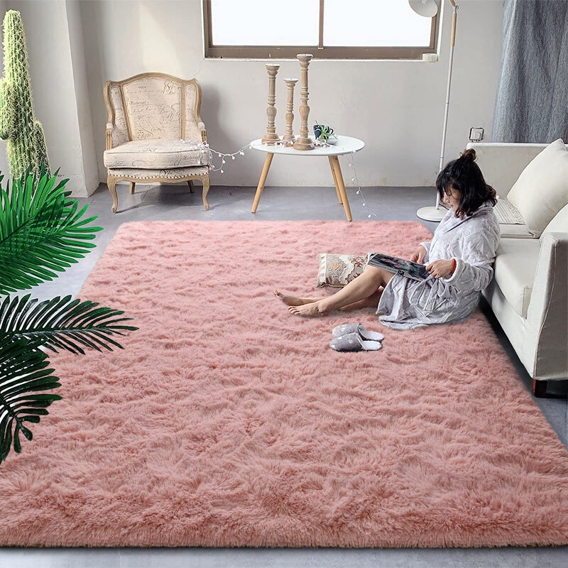 DweIke Super Soft Shaggy Rugs Fluffy Carpets Pink Area Rug for Living Room Bedroom Girls Kids Room Nursery Home Decor NonSlip Plush Indoor Floor Bedside Rug 5 ft X 8 ft Pink