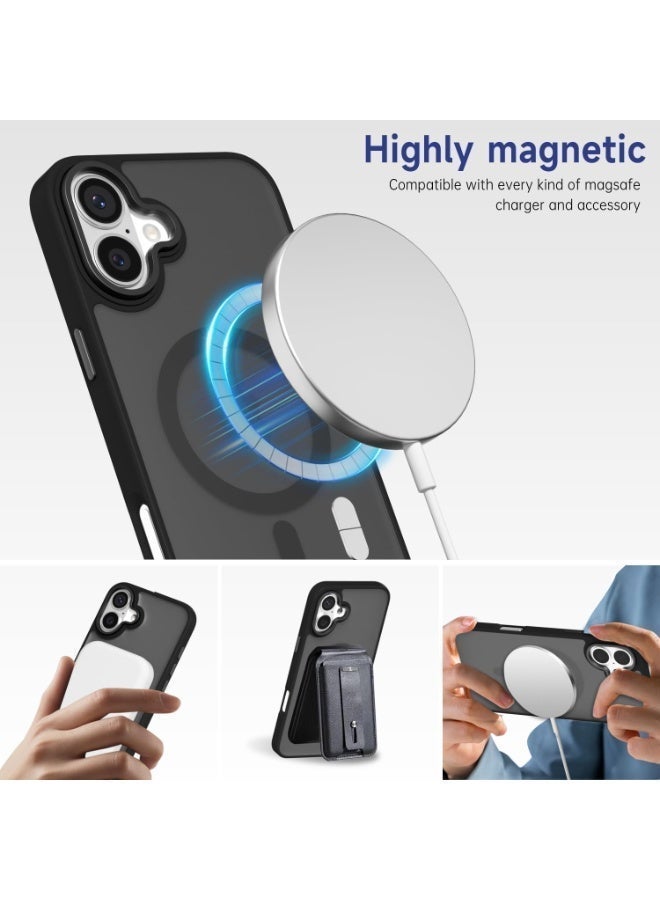 ACLIX Matte Magnetic case for iPhone 16, High Grade Drop Protection with Shockproof Strip, Translucent Matte Back Phone Case | Black - Image 3