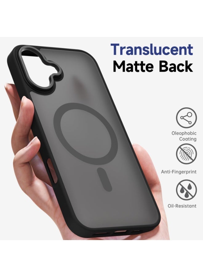 ACLIX Matte Magnetic case for iPhone 16, High Grade Drop Protection with Shockproof Strip, Translucent Matte Back Phone Case | Black - Image 2