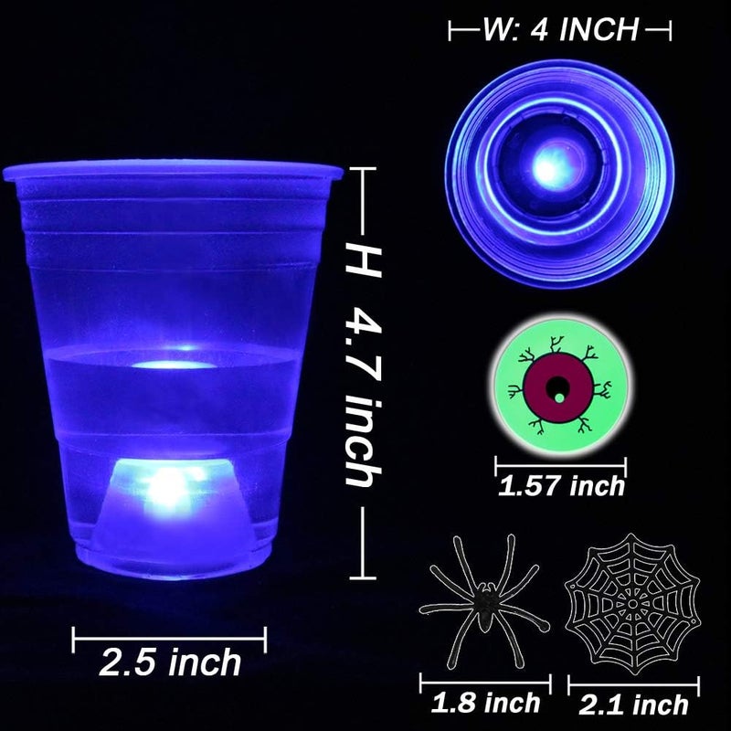 Ahuimeius Halloween The Dark Beer Pong Set,Beer Pong Party Cup Set, LED Beer Pong Cups and Glow-in-The-Dark Balls,22 Set - Image 3