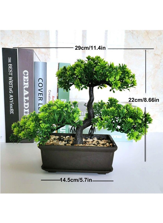 شجرة بونساي صناعية من شجر العرعر ونباتات صناعية صغيرة للديكور الداخلي مع أواني سيراميك لطاولة المنزل والمكتب ورف الحمام وغرفة النوم وغرفة المعيشة وديكورات المزرعة