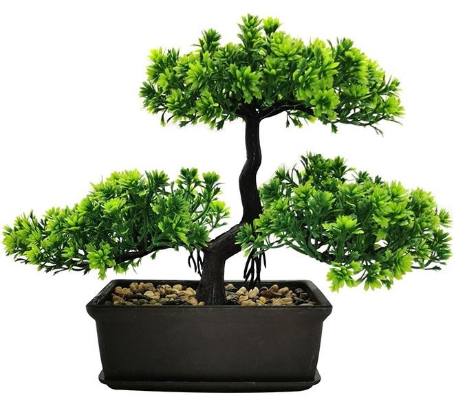 لينند شجرة بونساي صناعية من شجر العرعر ونباتات صناعية صغيرة للديكور الداخلي مع أواني سيراميك لطاولة المنزل والمكتب ورف الحمام وغرفة النوم وغرفة المعيشة وديكورات المزرعة - Image 1