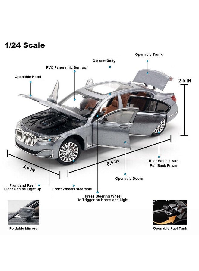 Invite Enterprise Bmw 760Li 1:24 Diecast Scale Model Metal Pull Back Toy Car For Kids With Openable Doors & Light, Music Toy Vehicle For Kids?Colors As Per Stock? - Image 2