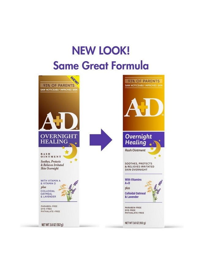 A + D مرهم A+D لعلاج طفح الحفاضات ليلاً - يهدئ، يحمي ويخفف طفح الحفاضات ليلاً مع اللافندر والشوفان الغروي - مرهم شفاء للبشرة الحمراء، الحاكة، المتهيجة - 3.6 أونصة - Image 2