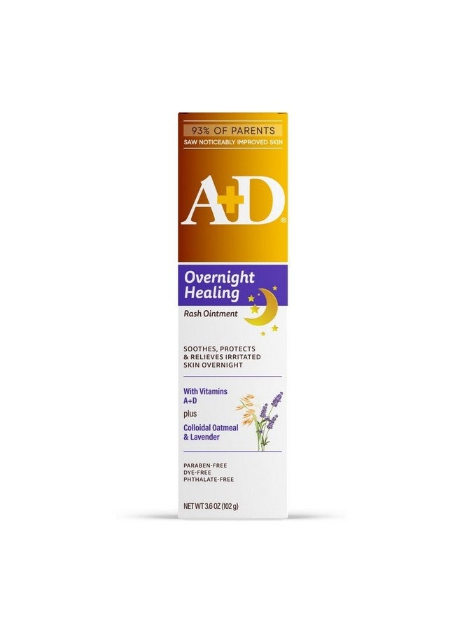 A + D مرهم A+D لعلاج طفح الحفاضات ليلاً - يهدئ، يحمي ويخفف طفح الحفاضات ليلاً مع اللافندر والشوفان الغروي - مرهم شفاء للبشرة الحمراء، الحاكة، المتهيجة - 3.6 أونصة - Image 1
