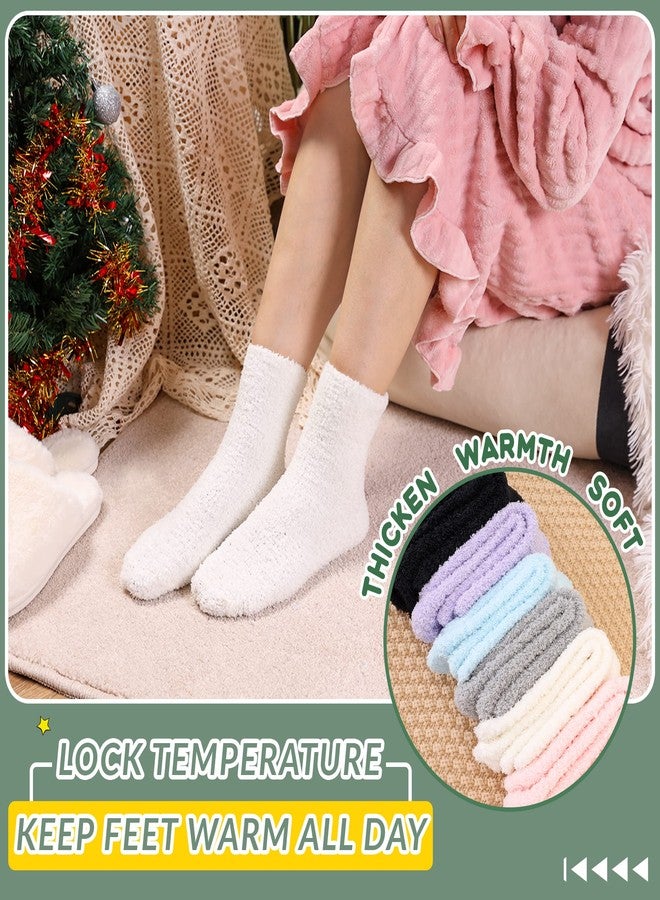 Velice Womens Fuzzy Slipper Socks Soft Cozy Fluffy Microfiber Winter Warm Plush Sleep Christmas Socks, 6 Pair Solid Color-a, One size - Image 4