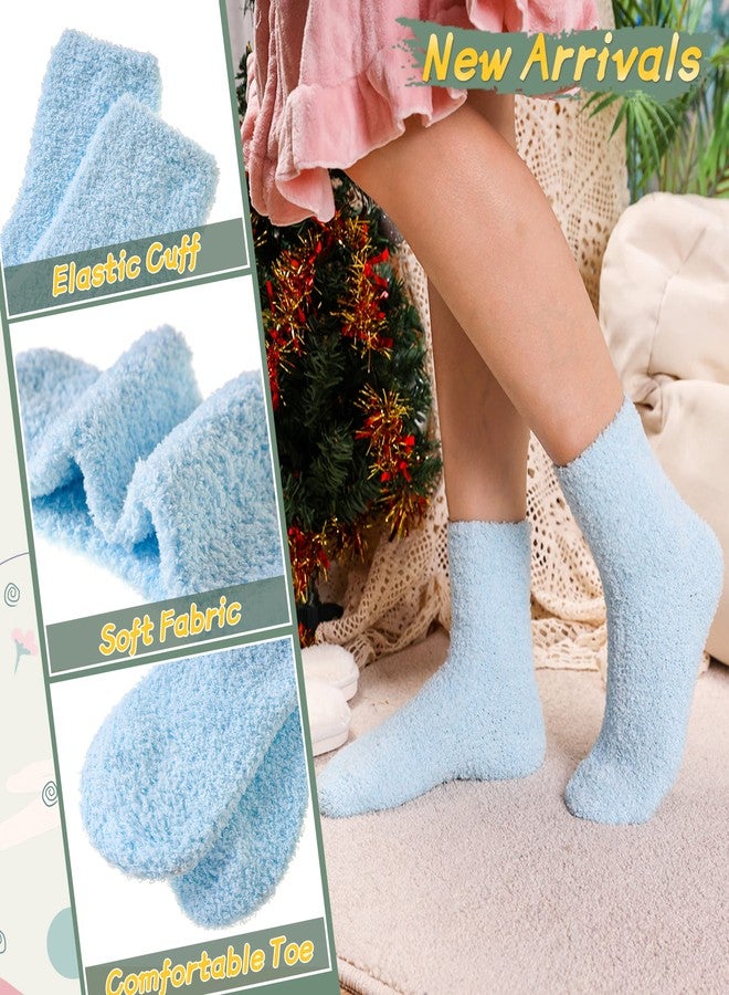 Velice Womens Fuzzy Slipper Socks Soft Cozy Fluffy Microfiber Winter Warm Plush Sleep Christmas Socks, 6 Pair Solid Color-a, One size - Image 3