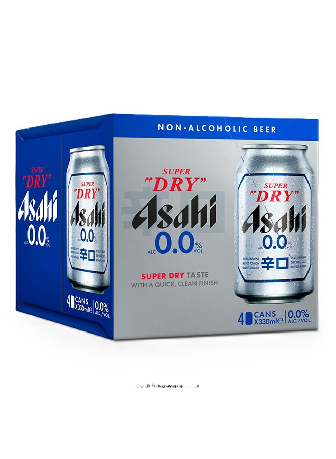ASAHI 0.0 سوبر دراي مشروب غير كحولي علبة 330 مل عبوة من 4 - Image 1