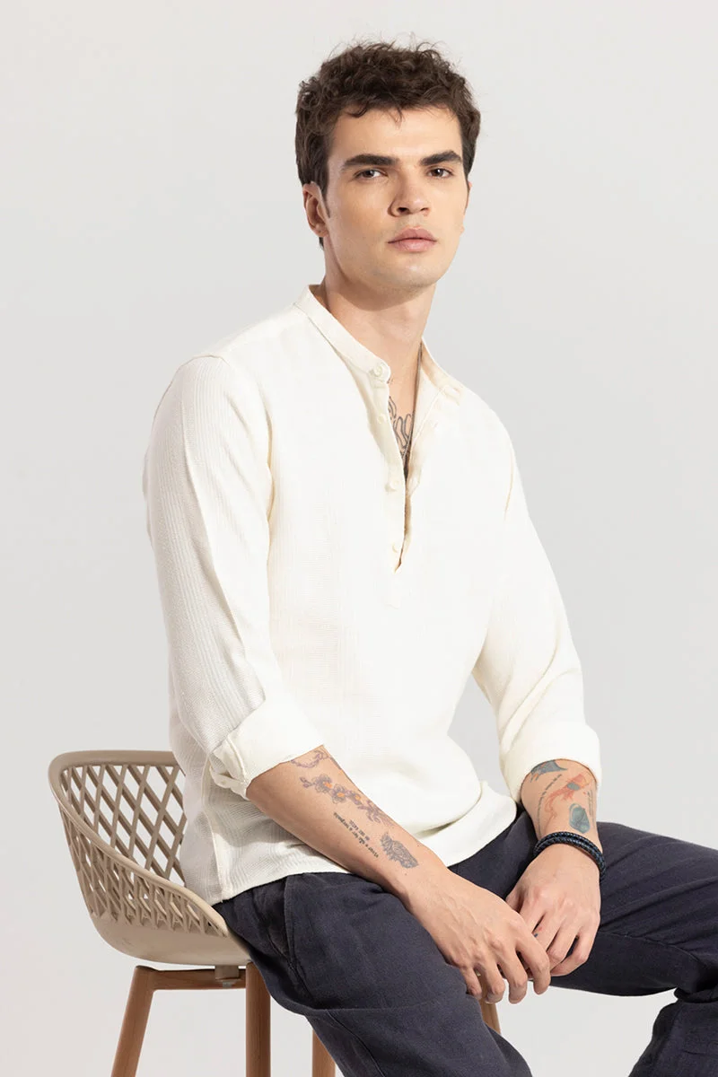 SNITCH Mandarin Line Cream Kurta