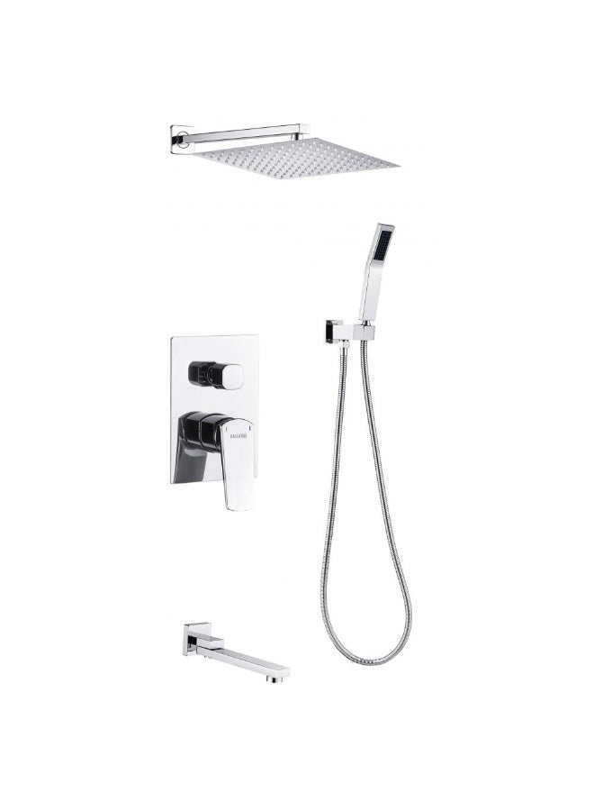 Milano Plus Yana Three Way Concealed Rain Shower Set - Chrome Finish, Brass Construction, DIY Installation, 10 Year Warranty, Luxury Bathroom Shower System - Image 1