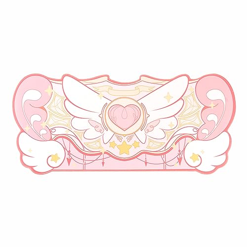 GeekShare Large Gaming Mouse Pad Kawaii Pink NonSlip Rubber Back Mouse Pad Big Waterproof Desk Mat for Keyboard and Mouse Perfect for Gamingor Home Office Work Star WingsSuper Dense Cloth - Image 1